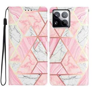 For Xiaomi 15 Pro Colored Drawing Leather Phone Case(Pink Marble)