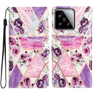 For Xiaomi 15 Colored Drawing Leather Phone Case(Purple Marble)