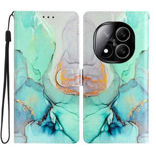 For Redmi Note 14 Pro+ 5G Colored Drawing Leather Phone Case(Green Marble)