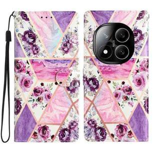 For Redmi Note 14 Pro+ 5G Colored Drawing Leather Phone Case(Purple Marble)