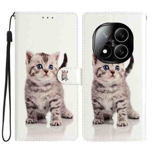For Redmi Note 14 Pro+ 5G Colored Drawing Leather Phone Case(Little Tabby Cat)