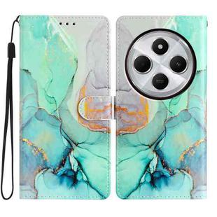 For Redmi A4 5G Colored Drawing Leather Phone Case(Green Marble)