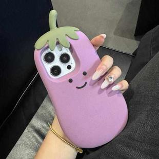 For iPhone 16 Pro Max Cartoon 3D Eggplant Silicone Phone Case(Purple)