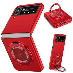 For Samsung Galaxy Z Flip4 360 Rotation Ring Holder MagSafe Shockproof PC Phone Case(Red)