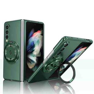 For Samsung Galaxy Z Fold4 360 Rotation Ring Holder MagSafe Shockproof PC Phone Case(Dark green)