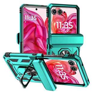 For Motorola razr 50 Sliding Camshield Holder Phone Case(Cyan Blue)