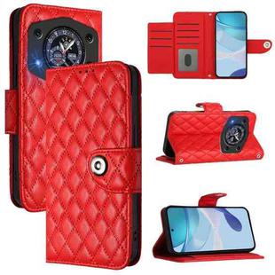 For Cubot A30 Rhombic Texture Flip Leather Phone Case with Lanyard(Red)