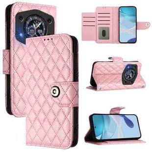 For Cubot A30 Rhombic Texture Flip Leather Phone Case with Lanyard(Pink)