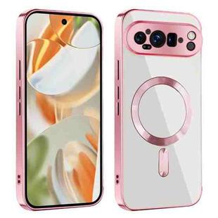 For Google Pixel 9 Pro CD Texture Plating TPU MagSafe Phone Case(Pink)