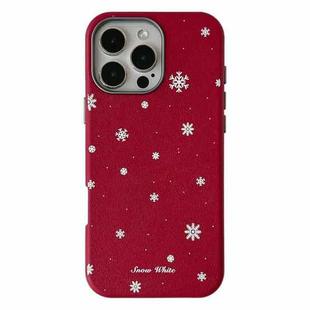 For iPhone 16 Pro Max Christmas Series Frosted PC Hybrid TPU Leather Phone Case(Snowflakes)