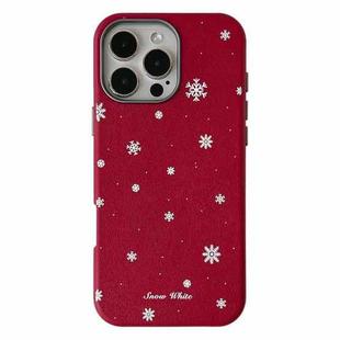 For iPhone 15 Pro Christmas Series Frosted PC Hybrid TPU Leather Phone Case(Snowflakes)