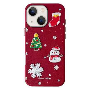 For iPhone 15 Plus Christmas Series Frosted PC Hybrid TPU Leather Phone Case(3D Christmas)