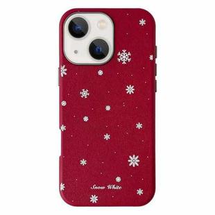 For iPhone 15 Christmas Series Frosted PC Hybrid TPU Leather Phone Case(Snowflakes)