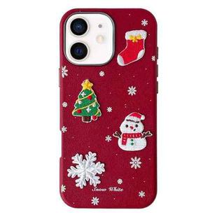 For iPhone 12 Christmas Series Frosted PC Hybrid TPU Leather Phone Case(3D Christmas)