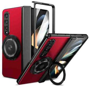 For Samsung Galaxy Z Fold4 Gold Medal Rotating Folding Series Ring Holder Phone Case(Red)