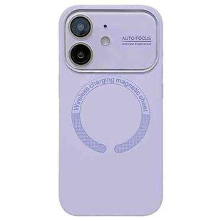 For iPhone 12 Large Window Acrylic Glass Lens MagSafe Silicone Phone Case(Lilac)