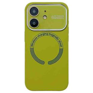 For iPhone 11 Large Window Acrylic Glass Lens MagSafe Silicone Phone Case(Willow Green)