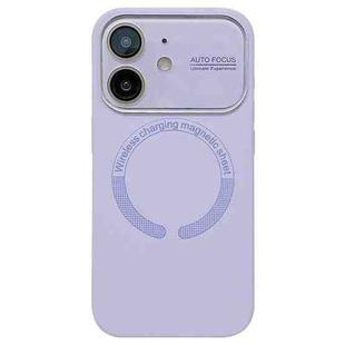 For iPhone 11 Large Window Acrylic Glass Lens MagSafe Silicone Phone Case(Lilac)