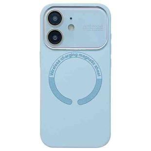 For iPhone 11 Large Window Acrylic Glass Lens MagSafe Silicone Phone Case(Far Peak Blue)