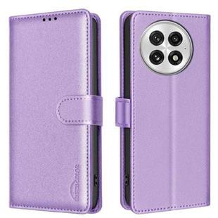 For OnePlus 13 Litchi Texture RFID Anti-theft Leather Phone Case(Purple)