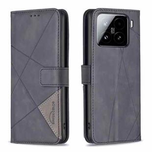 For Xiaomi 15 Magnetic Buckle Rhombus Texture Leather Phone Case(Black)