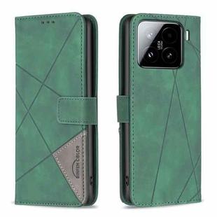 For Xiaomi 15 Magnetic Buckle Rhombus Texture Leather Phone Case(Green)