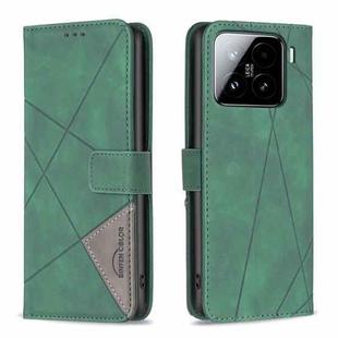 For Xiaomi 15 Pro Magnetic Buckle Rhombus Texture Leather Phone Case(Green)