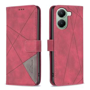 For Xiaomi Poco X7 Pro Magnetic Buckle Rhombus Texture Leather Phone Case(Red)
