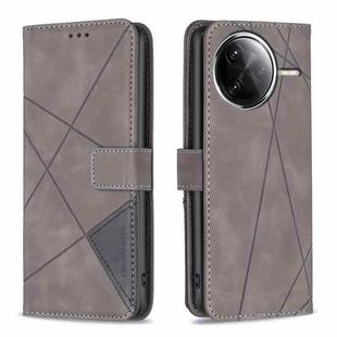 For Xiaomi Poco F7 Pro / F7 Ultra Magnetic Buckle Rhombus Texture Leather Phone Case(Grey)