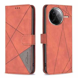 For Xiaomi Poco F7 Pro / F7 Ultra Magnetic Buckle Rhombus Texture Leather Phone Case(Brown)