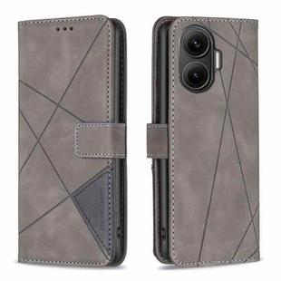 For Xiaomi Poco F7 5G Global Magnetic Buckle Rhombus Texture Leather Phone Case(Grey)