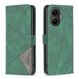 For Xiaomi Poco F7 5G Global Magnetic Buckle Rhombus Texture Leather Phone Case(Green)