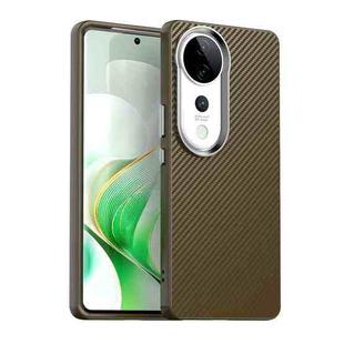 For vivo V40 5G Carbon Fiber Series IMD Phone Case(Brown)