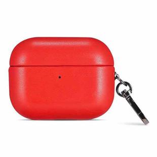 For AirPods 4 Gloss Oil PU Leather Wireless Bluetooth Earphone Protective Case(Red)