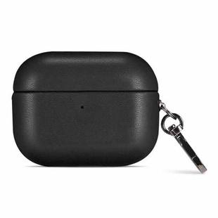 For AirPods 4 Gloss Oil PU Leather Wireless Bluetooth Earphone Protective Case(Black)