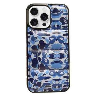 For iPhone 16 Pro Max Camouflage Eiderdown Airbag Phone Case(Blue-B)