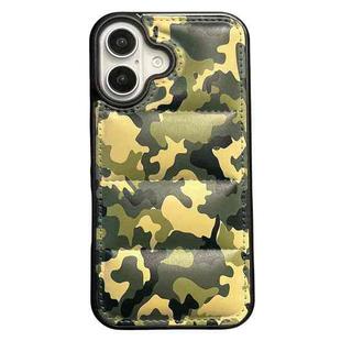 For iPhone 16 Plus Camouflage Eiderdown Airbag Phone Case(Green-A)