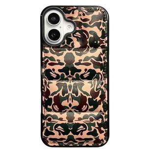 For iPhone 16 Plus Camouflage Eiderdown Airbag Phone Case(Army Green-B)