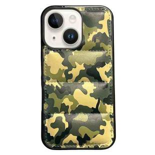 For iPhone 15 Plus Camouflage Eiderdown Airbag Phone Case(Green-A)