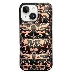 For iPhone 15 Plus Camouflage Eiderdown Airbag Phone Case(Army Green-B)