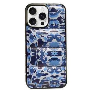 For iPhone 14 Pro Camouflage Eiderdown Airbag Phone Case(Blue-B)