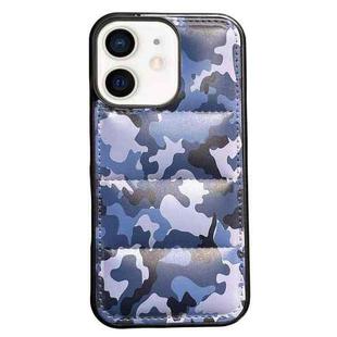 For iPhone 12 Camouflage Eiderdown Airbag Phone Case(Blue-A)