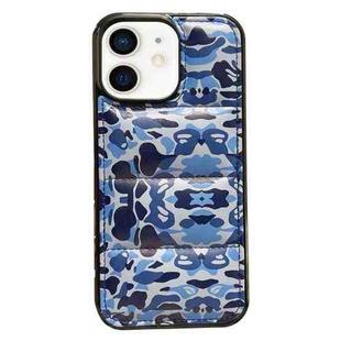 For iPhone 11 Camouflage Eiderdown Airbag Phone Case(Blue-B)