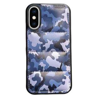 For iPhone XS / X Camouflage Eiderdown Airbag Phone Case(Blue-A)