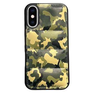 For iPhone XS / X Camouflage Eiderdown Airbag Phone Case(Green-A)