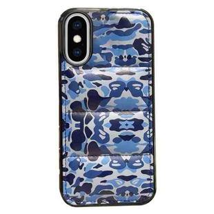 For iPhone XS / X Camouflage Eiderdown Airbag Phone Case(Blue-B)