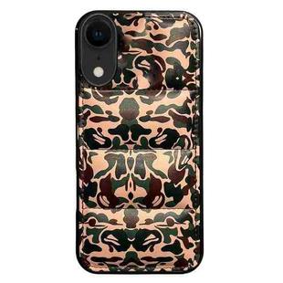 For iPhone XR Camouflage Eiderdown Airbag Phone Case(Army Green-B)