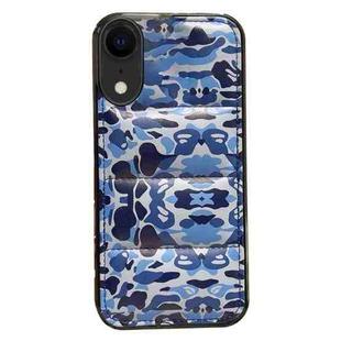 For iPhone XR Camouflage Eiderdown Airbag Phone Case(Blue-B)