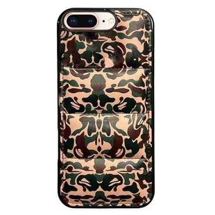 For iPhone 8 Plus / 7 Plus Camouflage Eiderdown Airbag Phone Case(Army Green-B)