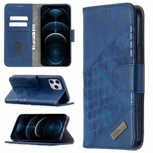 For iPhone 12 Pro Max Matching Color Crocodile Texture Horizontal Flip PU Leather Case with Wallet & Holder & Card Slots(Blue)